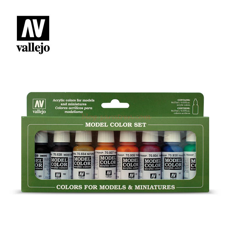 Vallejo – Set básico de Model color, Colores Transparentes, 8 botes de 17 ml. Ref: 70.136