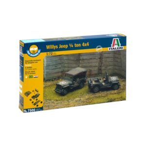 Italeri - Willys Jeep 1/4 Ton 4x4, Escala 1:72, Ref: 7506