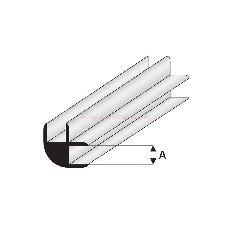 Maquett – Perfil L-Conector de Estireno. A: 1.5 mm y L: 330 mm. Ref: 449-52/3