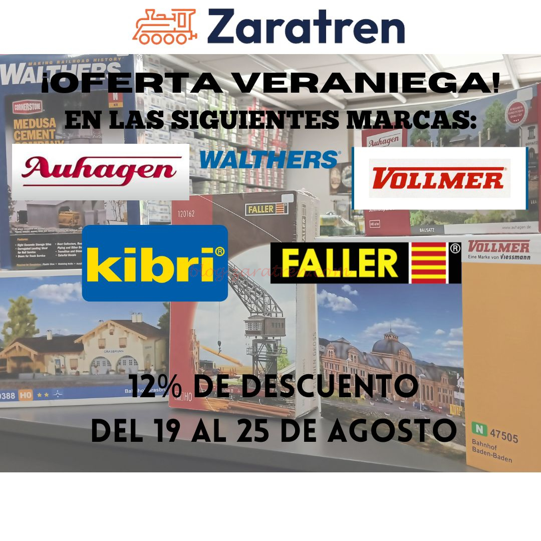 Descuento de un 12% en Marcas de Decoración, Auhagen, Kibri, Faller, Vollmer y Walthers.