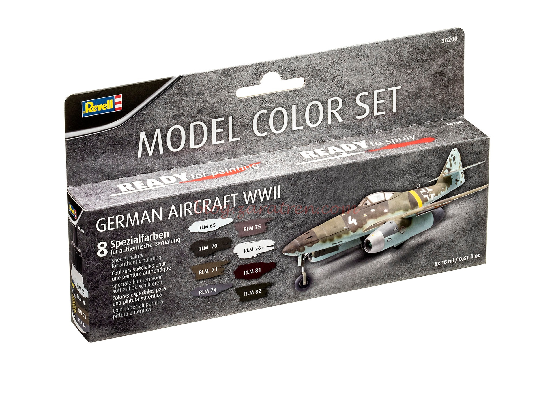 Revell – Set Model Color German Aircraft WWII, 8 Botes de 18 ml, Ref: 36200