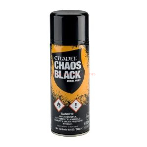 Citadel Colour - Acrílico, Spray de imprimación Chaos Black, Bote de 280 g. Ref: 62-02