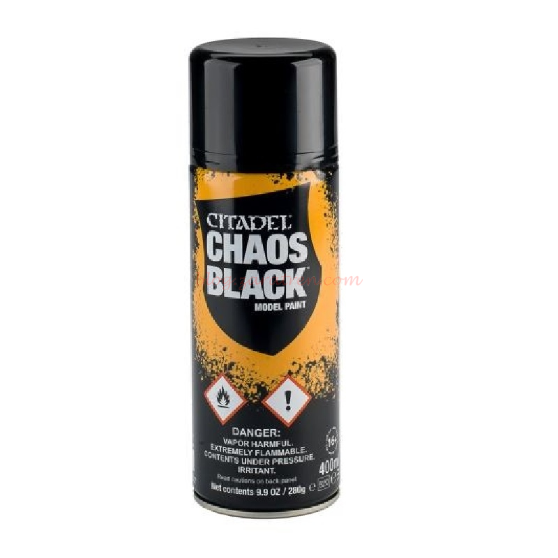 Citadel Colour – Acrílico, Spray de imprimación Chaos Black, Bote de 280 g. Ref: 62-02