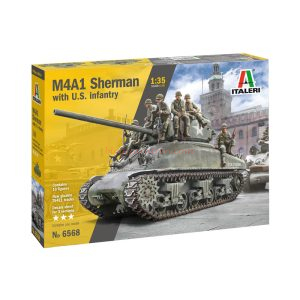 Italeri - Tanque M4A1 Sherman con Infantería Estadounidense, Escala 1:35, Ref: 6568