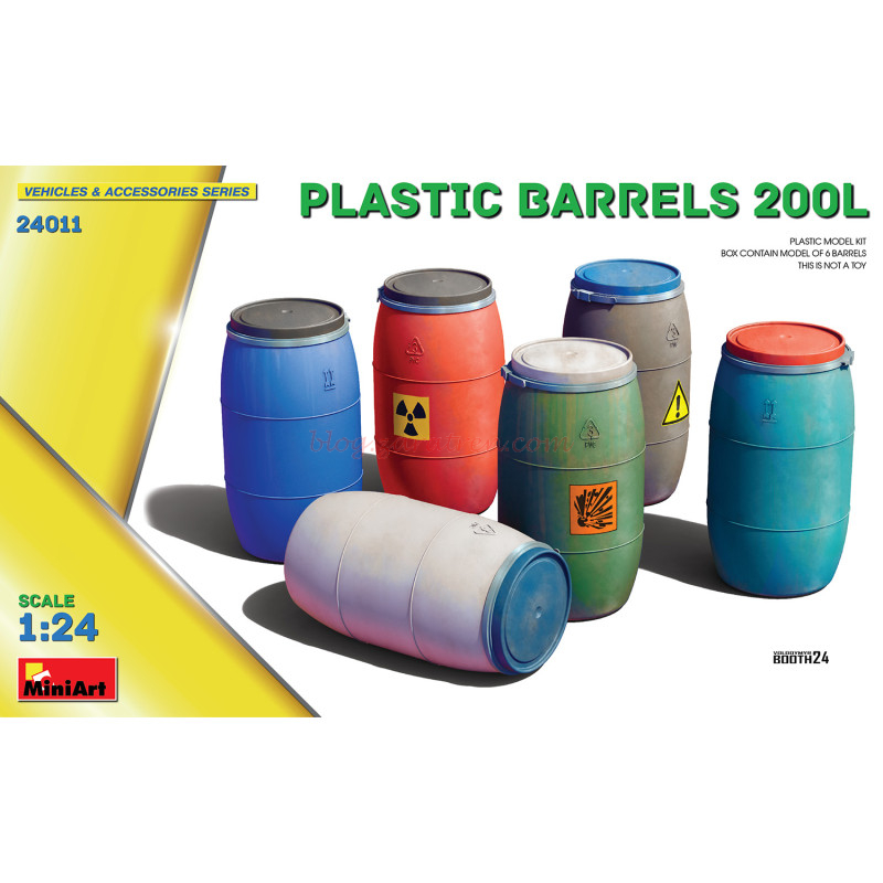 Miniart Models – Barriles de Plastico 200L, Escala 1:24, Ref: 24011