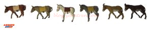 Aneste - Conjunto de burros, 6 Figuras, Escala H0, Ref: 4125