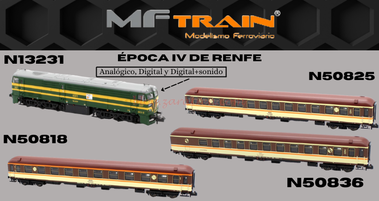 Mftrain – Locomotora Serie 321 y Coches estrella 8000, diferentes matriculas.