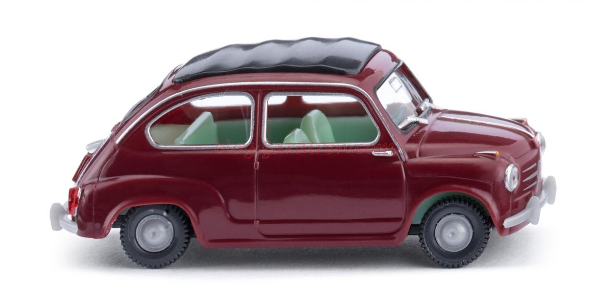 Wiking – Fiat 600, Color Rojo vino, Escala H0, Ref: 009908