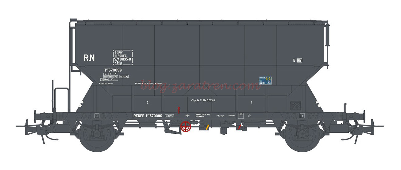 Sudexpress – Vagón tolva Renfe tipo Tgpps, Color Gris, Epoca III-IV. Ref: SUD740095