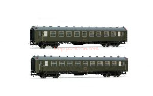 Electrotren - Set 2 Coches 5000, Verde Oliva, 2 coches x BB4 de 2ª clase, RENFE, Epoca IV, Escala H0, Ref: HE4038