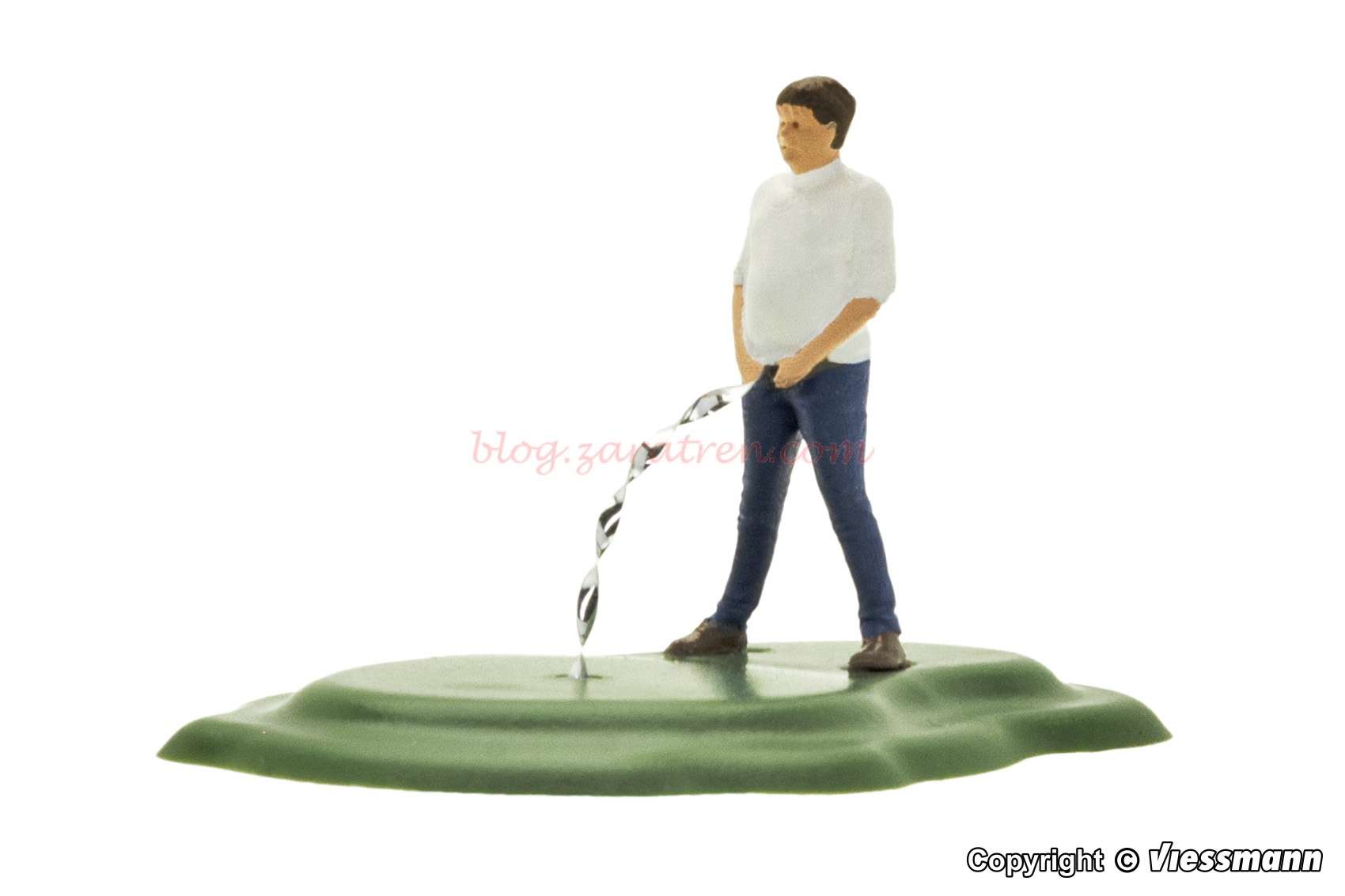 Viessmann – Caballero haciendo sus necesidades con pantalones tejanos. Efecto incorporado. H0, Ref: 1534.