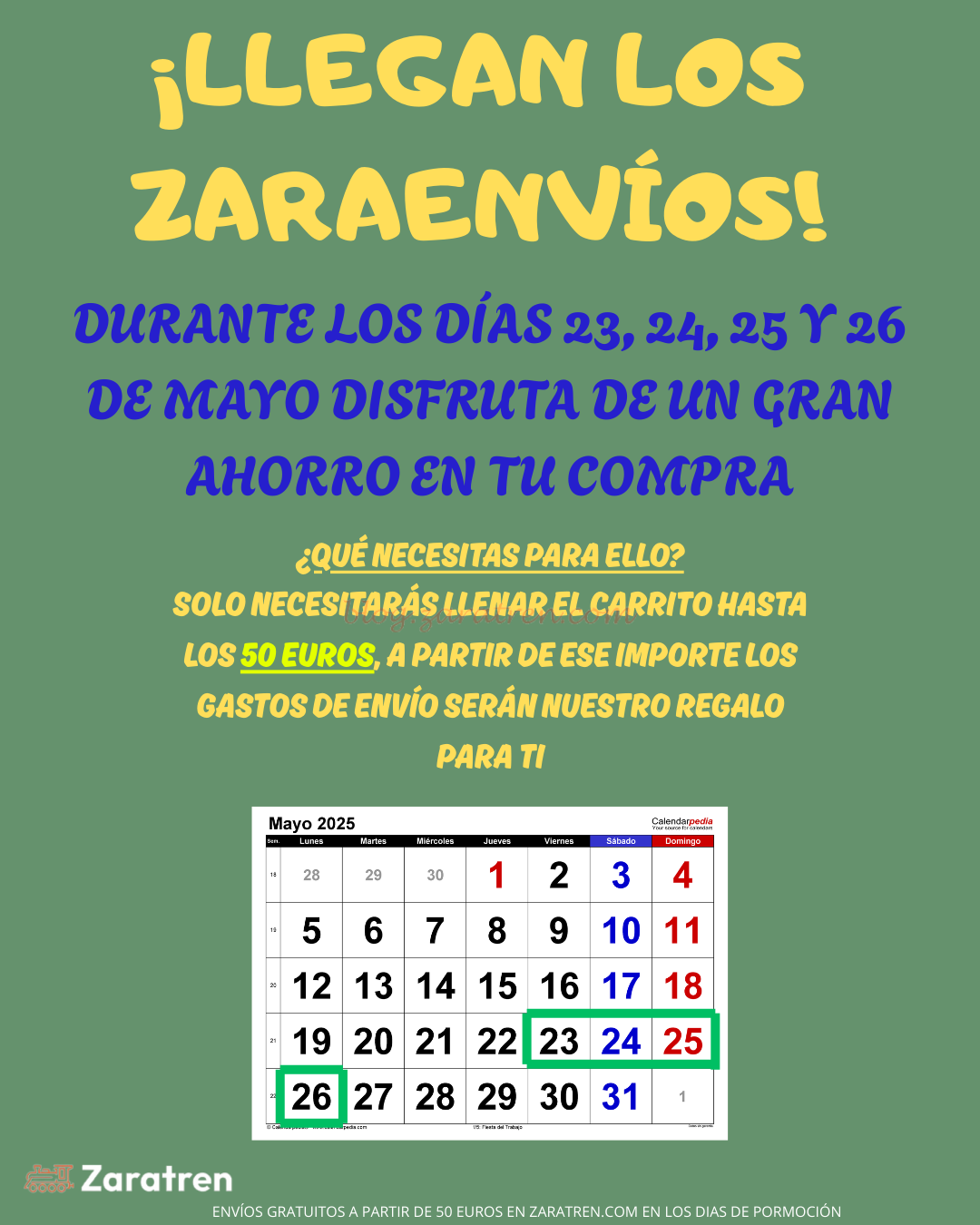 ¡LLEGAN LOS ZARAENVIOS A ZARATREN.COM!