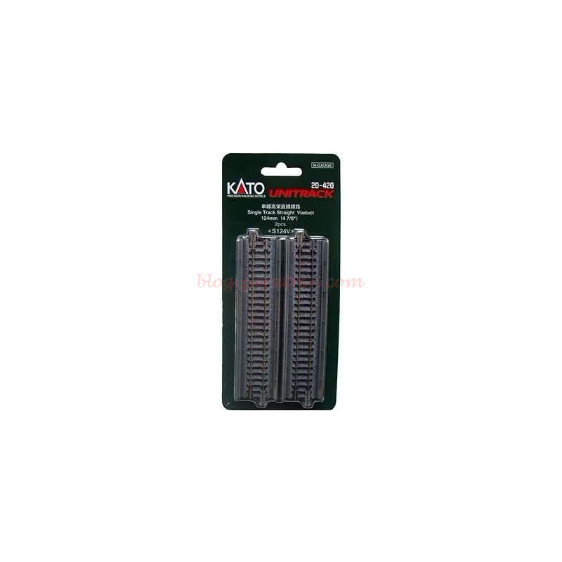 Kato – Tramo vía única en viaducto de puente de 124 mm. Esc. N. Ref: 20-420.