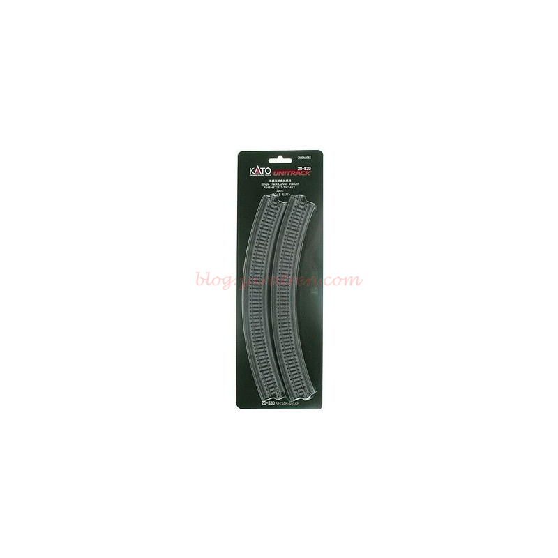 Dos tramos vía curva en viaducto R348-45º, Escala N. Kato Unitrack. Ref: 20-530.