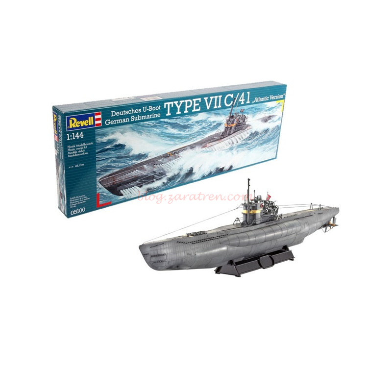 Revell – Submarino Alemán TYPE VII C/41 «AtlanticVersion», Escala 1:144, Ref: 05100.