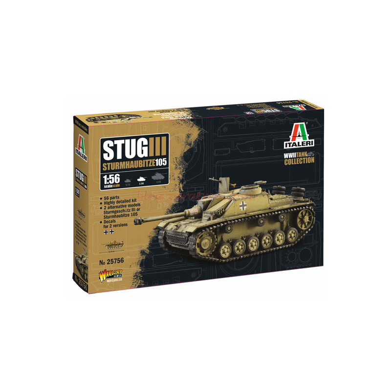 Italeri – Tanque Stug III – Sturmhaubitze 105, Escala 1:56, Ref: 25756.