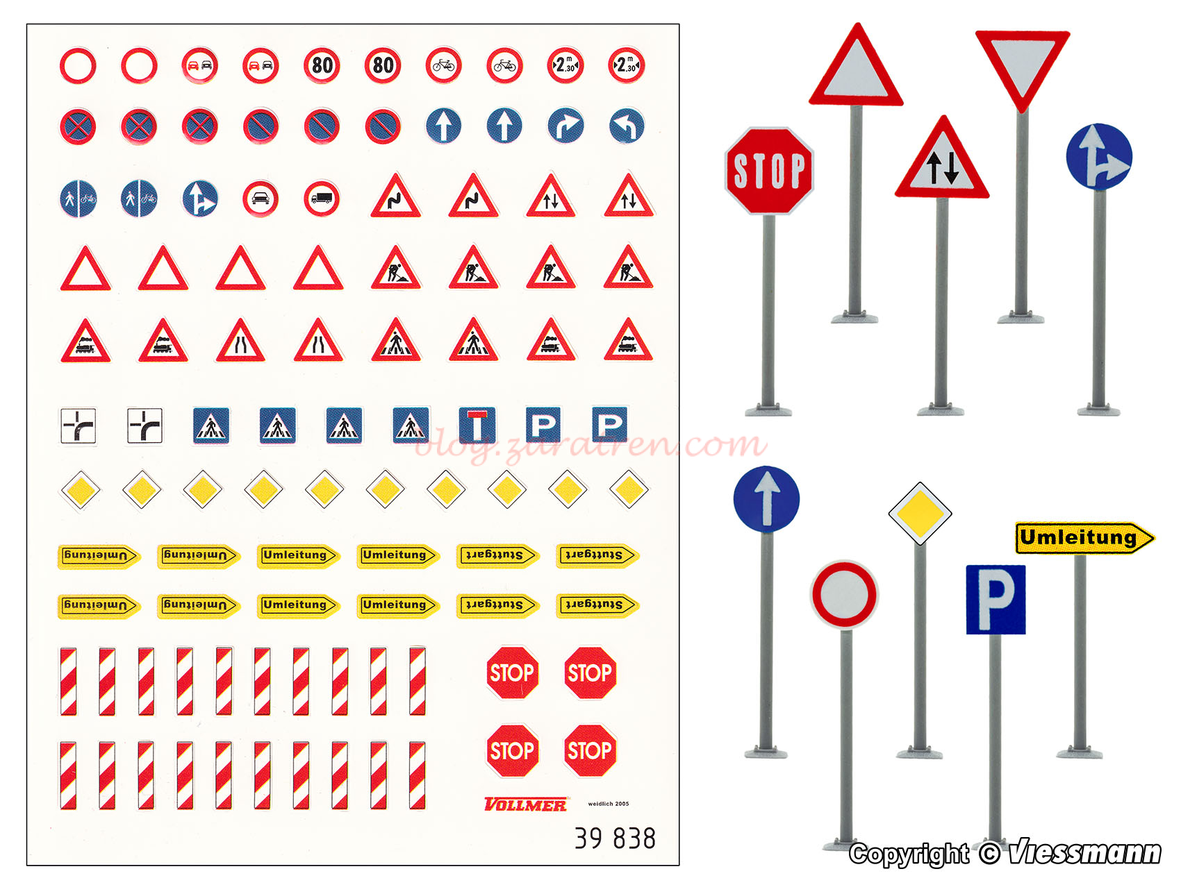 Vollmer – Lote de señales de trafico decorativas, Escala H0. Ref: 45160.