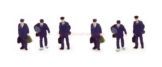 Kato – Maquinistas con sus equipajes de mano, Seis figuras, Escala N. Ref: 24-201.