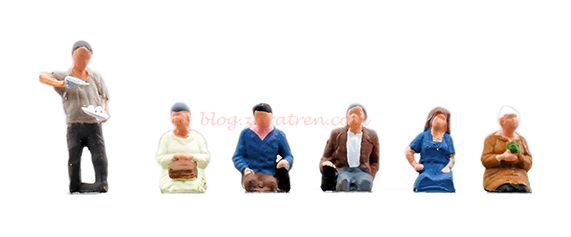 Kato – Pasajeros sentados sin piernas para interior de coches de viajeros, Seis figuras, Escala N. Ref: 24-224.