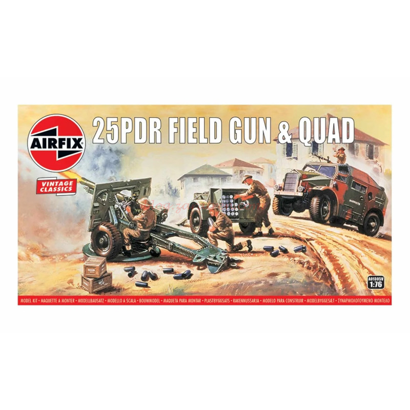 Airfix – Cañón de campaña y Cuádruple de 25 Libras, Escala 1:76, Ref: A01305V.