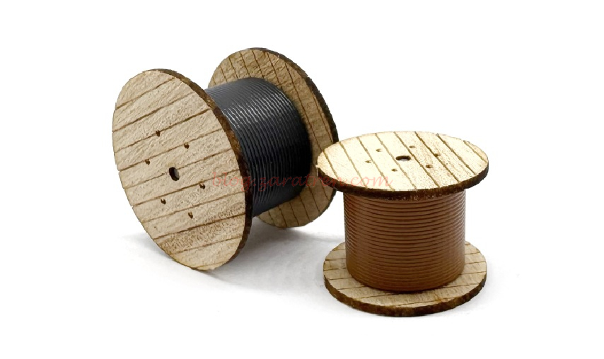 87Train – Bobinas de cable de madera (L+XL), 2 unid., Escala H0, Ref: 221075.
