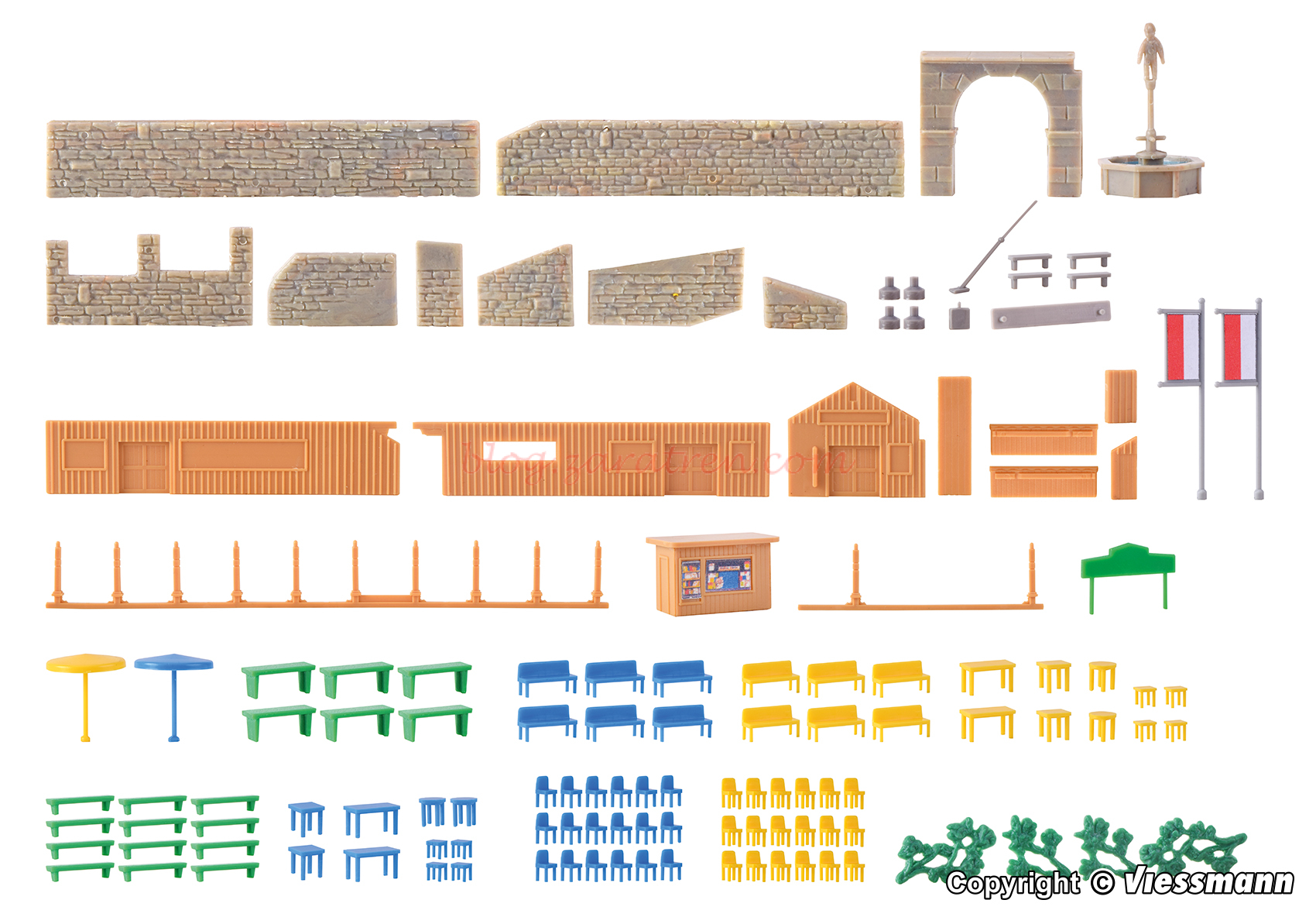 Kibri – Conjunto de elementos de decoración variado, Escala Z, Ref: 36694