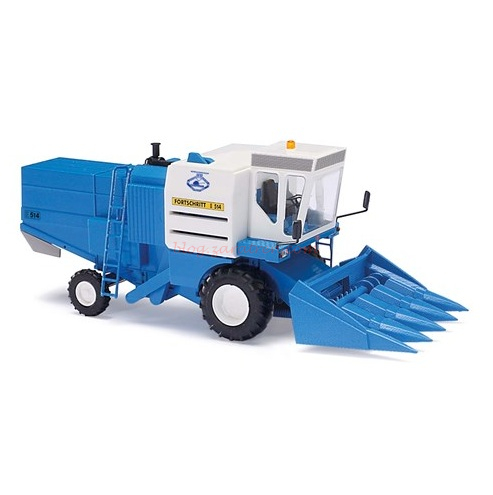 Busch – Cosechadora Harvester Progress E514 con cortadora de maíz, Color Azul, Escala H0, Ref: 40184.