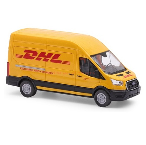 Busch – Furgoneta Ford Transit, Reparto mensajería DHL, Escala H0, Ref: 54508.