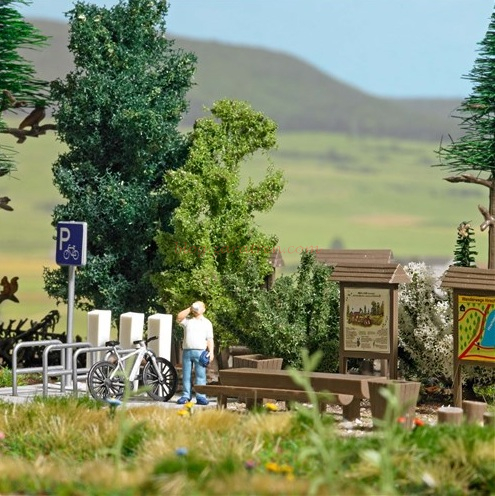 Busch – Puesto de estacionamiento de bicicletas y merendero, Escala H0, Ref: 79824