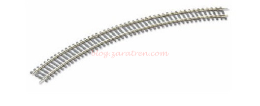 Peco – Via Rígida Doble Curva de 438 mm, angulo 45, Radio 2, Traviesa de madera, Escala H0, Ref: ST-226.