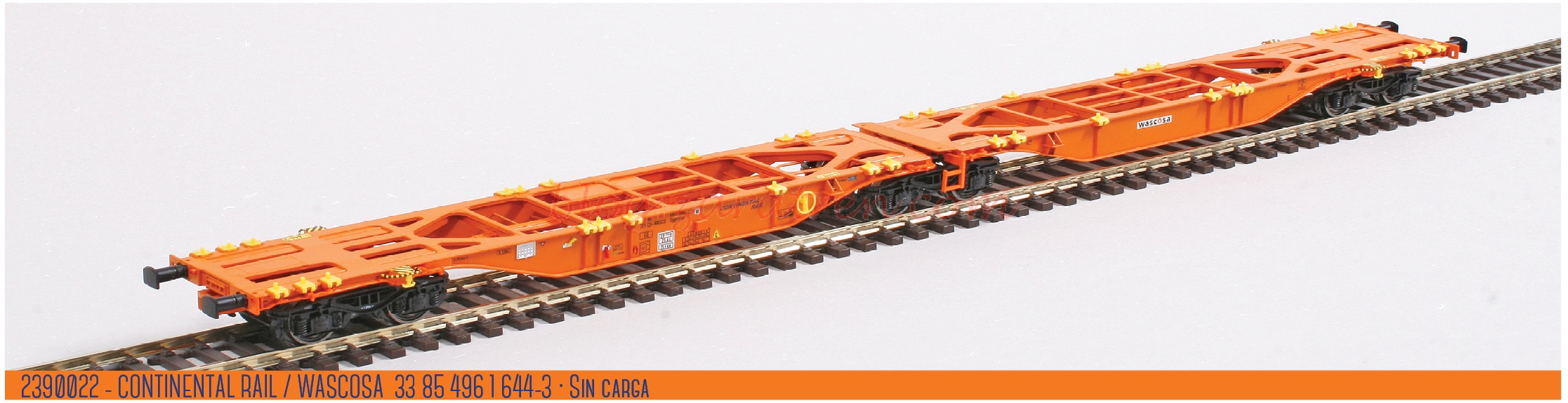 X-Trains – Vagón Sggmrss 90′ Wascosa/Continental Rail, Sin carga, Epoca VI, Escala H0. Ref: 2390022.