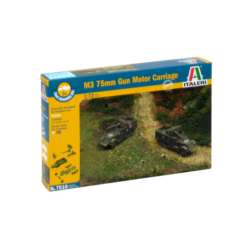 Italeri – Carro Motorizado para Cañon M3 de 75 mm, Escala 1:72, Ref: 7510.