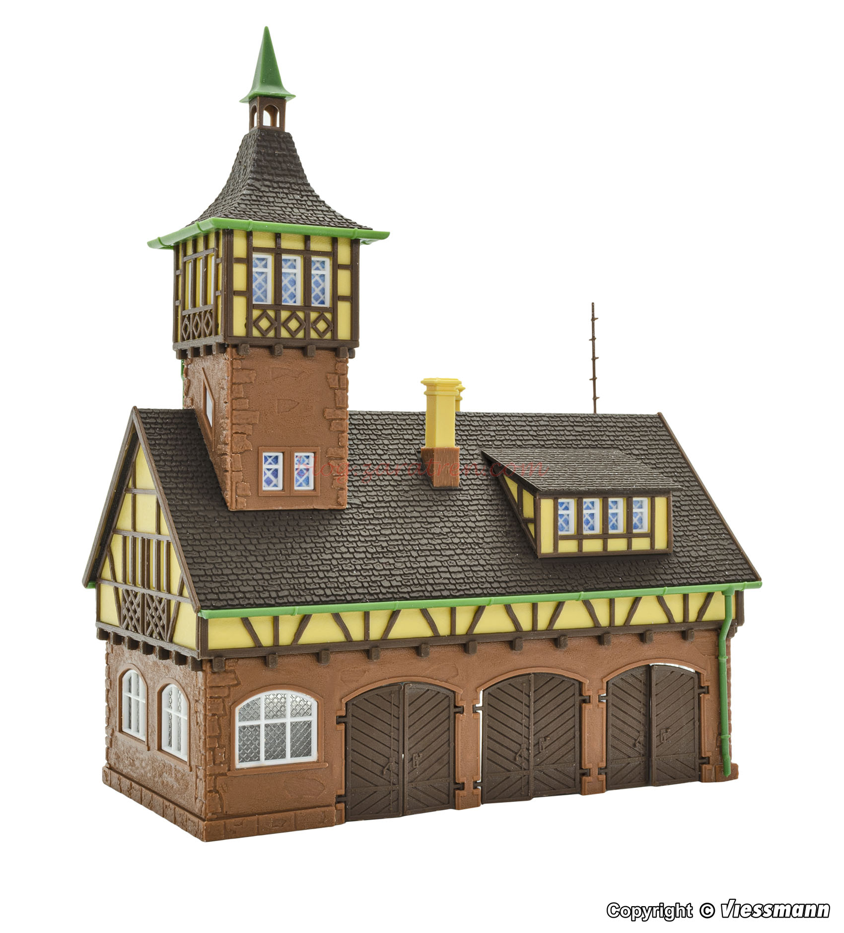 Vollmer – Estación de bomberos con torre y tres salidas de cocheras , Epoca III, Escala H0, Ref: 43756.