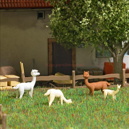 Busch – Elementos de granja con ovejas jovenes, Escala H0, Ref: 79860.