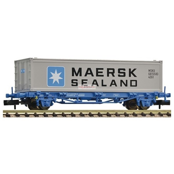 Novedad – Fleischmann – Disponible Vagón Portacontenedor Renfe, con contenedor Maersk, Ref: 824215, escala N