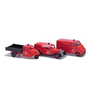 Busch – Tres vehículos de bomberos nostalgicos, epoca III, Escala H0, Ref: 1605