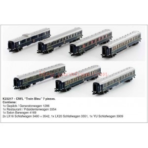 Kato/Lemke – Set de 7 coches de viajeros Orient-Express, CIWL, » TRAIN BLEU «,  Ref: K23217, Escala N,