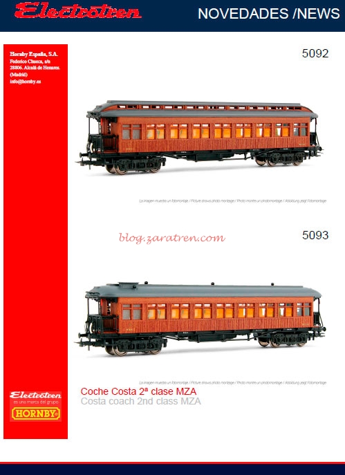Electrotren – Coches de viajeros «Costa» RENFE, diversas referencias, E5090, E5091, E5092, E5093, Escala H0