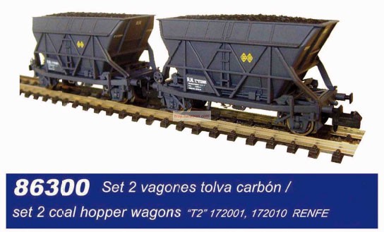 Mabar – Set de vagones tolva de carbón, Renfe y SNCF, Escala N, Ref: 86300, 86302, 86204, 86200
