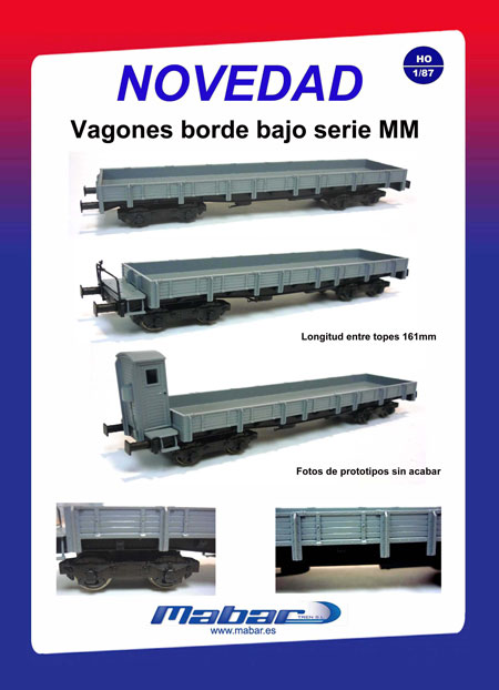 Novedad – Mabar , vagones de mercancías de borde bajo serie MM . Escala H0